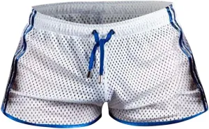 Men's Mesh Quick-Drying Booty Shorts, Sexy Side Split Drawstring Elastic Waist Workout Running Breathable Swim Trunks