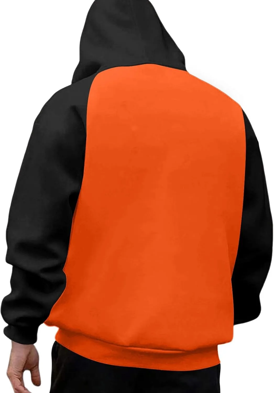 Men's Novelty Color Block Pullover Hoodie Casual Hooded Sweatshirts Full Zip Jacket with Kangaroo Pocket for Men