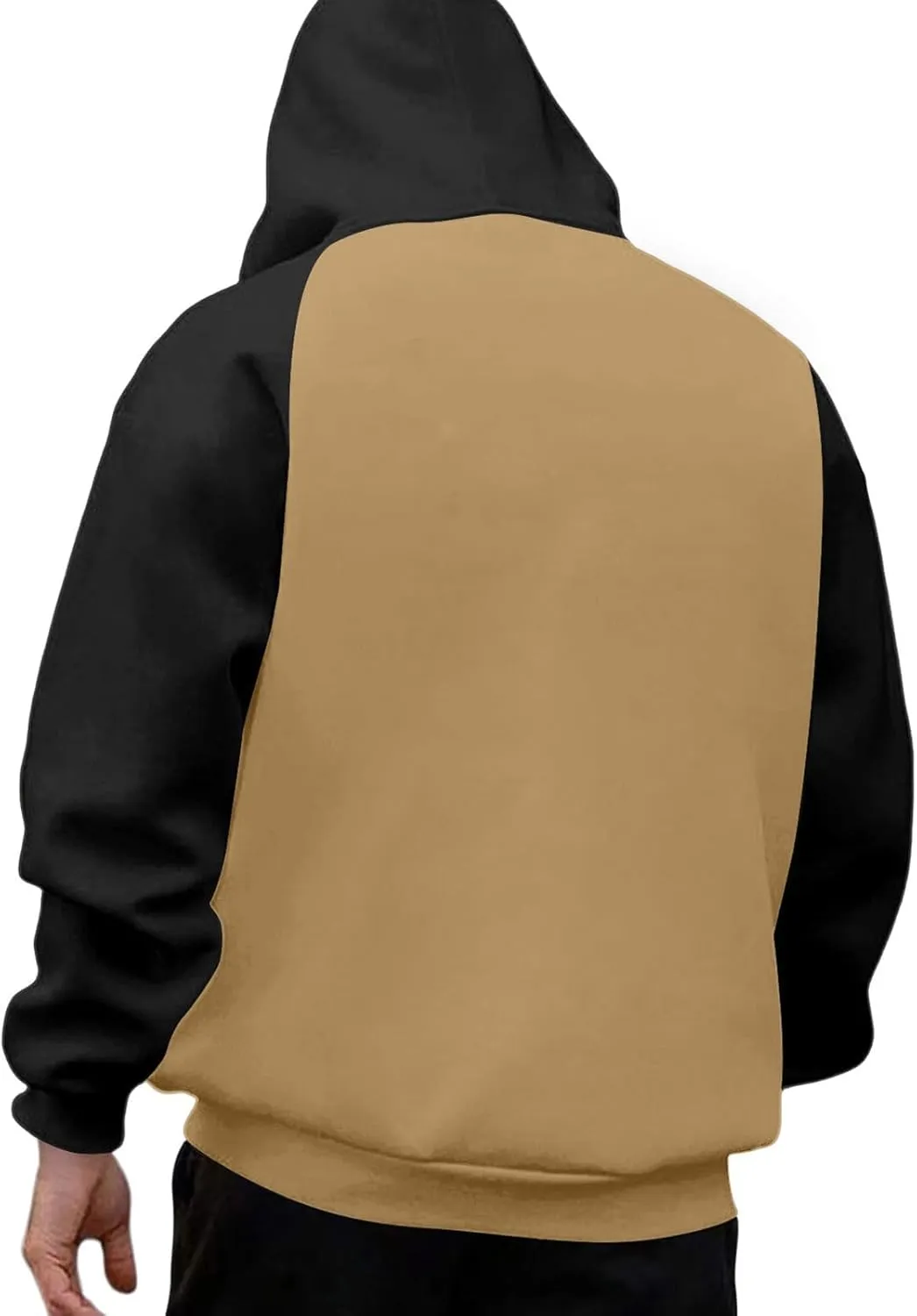 Men's Novelty Color Block Pullover Hoodie Casual Hooded Sweatshirts Full Zip Jacket with Kangaroo Pocket for Men