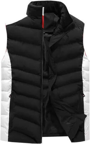 Men's Packable Stand Collar Puffer Vest Men's Running Vest Outerwear, Lightweight Windproof Sleeveless Jacket for Golf