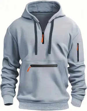 Men's Pullover Sweatshirts Hoodie Waterproof Zipper Sports Casual Sweater with Pocket Autumn Winter