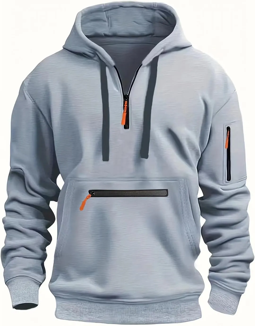 Men's Pullover Sweatshirts Hoodie Waterproof Zipper Sports Casual Sweater with Pocket Autumn Winter