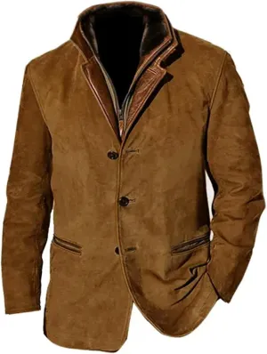 Men's Sherpa Jacket Vintage Workwear Winter Heavyweight Button Up Warm Fleece Coats With Pockets Fall, M-5XL