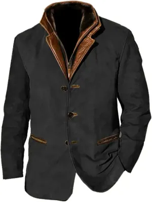 Men's Sherpa Jacket Vintage Workwear Winter Heavyweight Button Up Warm Fleece Coats With Pockets Fall, M-5XL