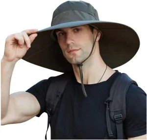 Men's Super Wide Brim Bucket Hat UPF50  Waterproof Sun Hat Summer Outdoor Safari Hat Fishing Hiking Boonie Hats