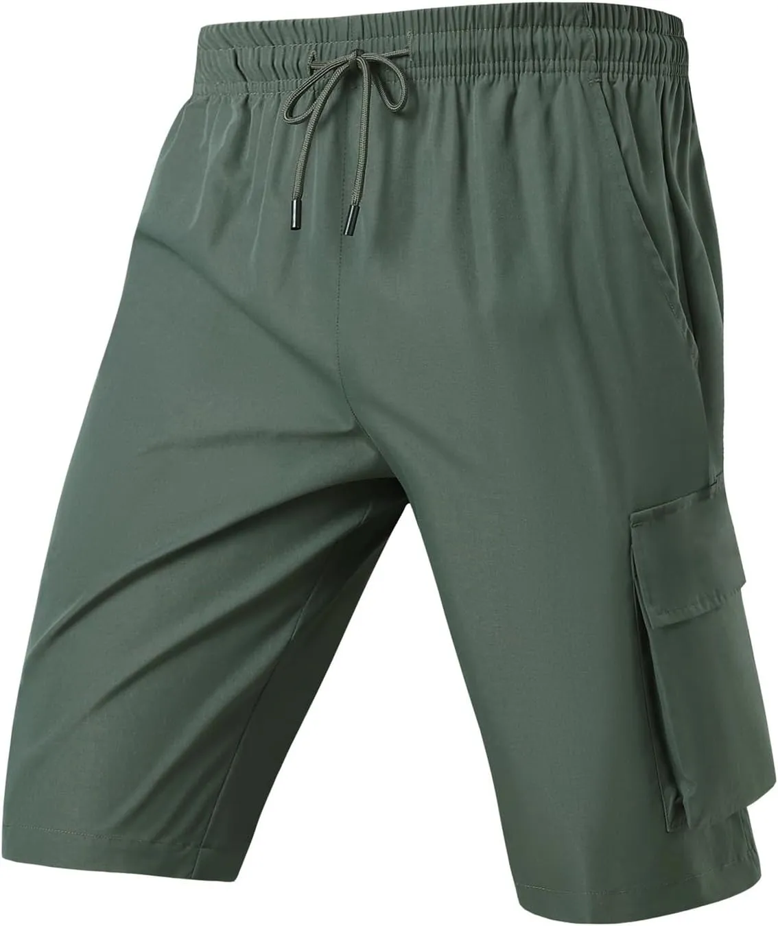 Men's Tactical Cargo Shorts Drawstring Breathable Jogging Shorts Straight Leg Baggy Pants with Multiple Pockets