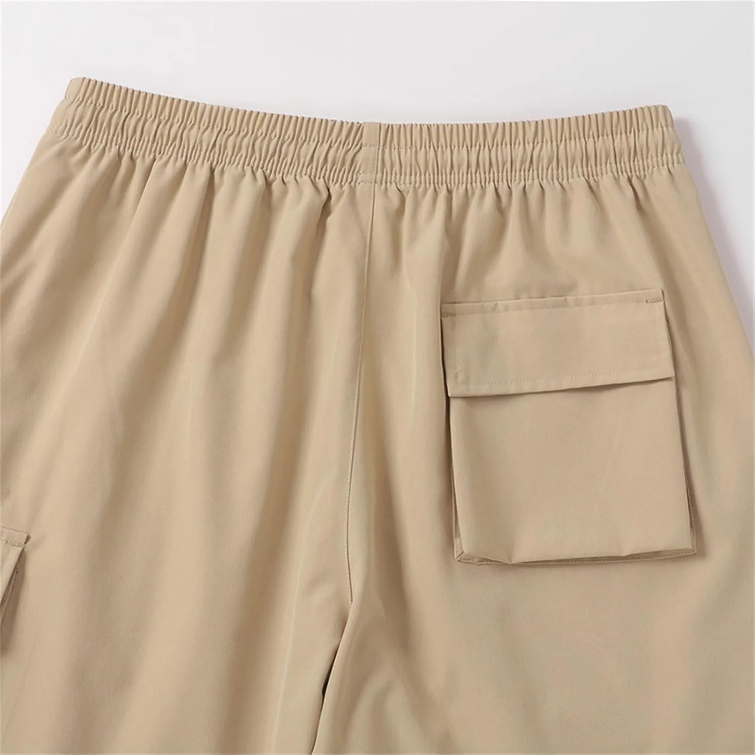 Men's Tactical Cargo Shorts Drawstring Breathable Jogging Shorts Straight Leg Baggy Pants with Multiple Pockets