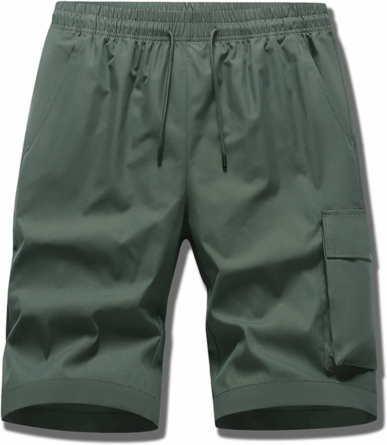 Men's Tactical Cargo Shorts Drawstring Breathable Jogging Shorts Straight Leg Baggy Pants with Multiple Pockets