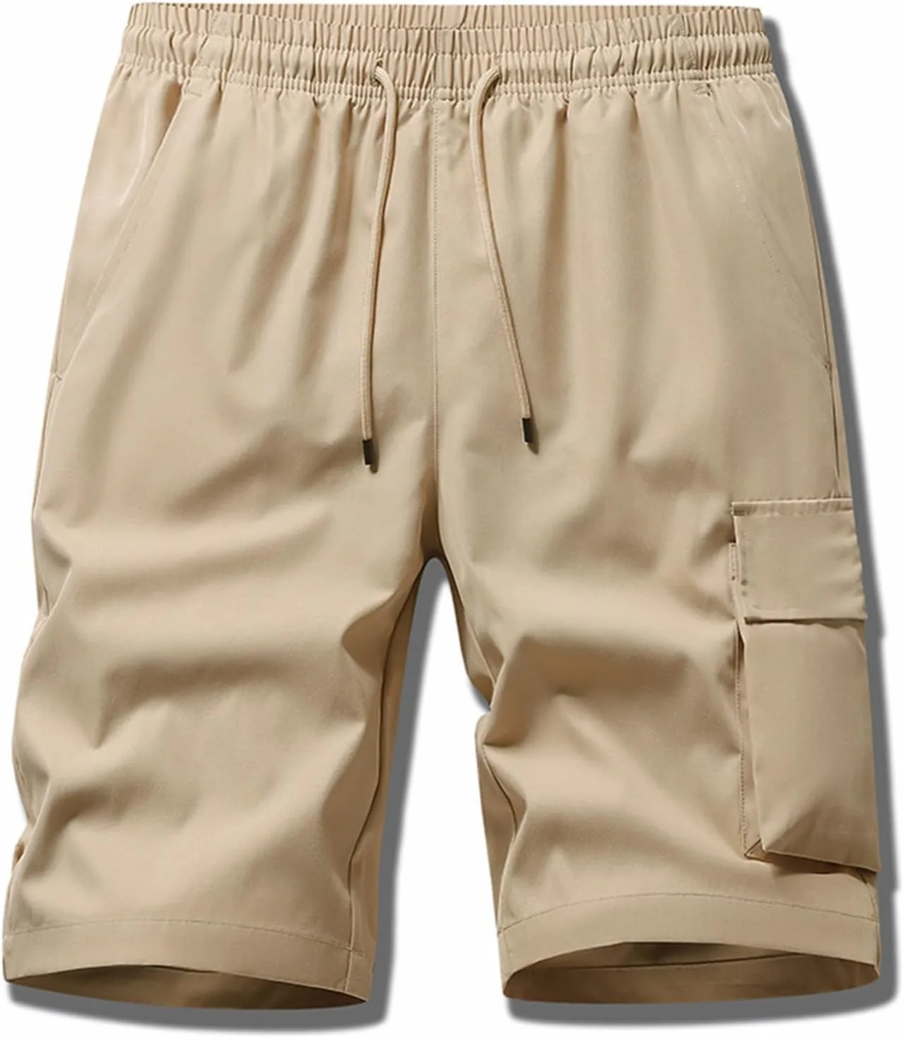 Men's Tactical Cargo Shorts Drawstring Breathable Jogging Shorts Straight Leg Baggy Pants with Multiple Pockets