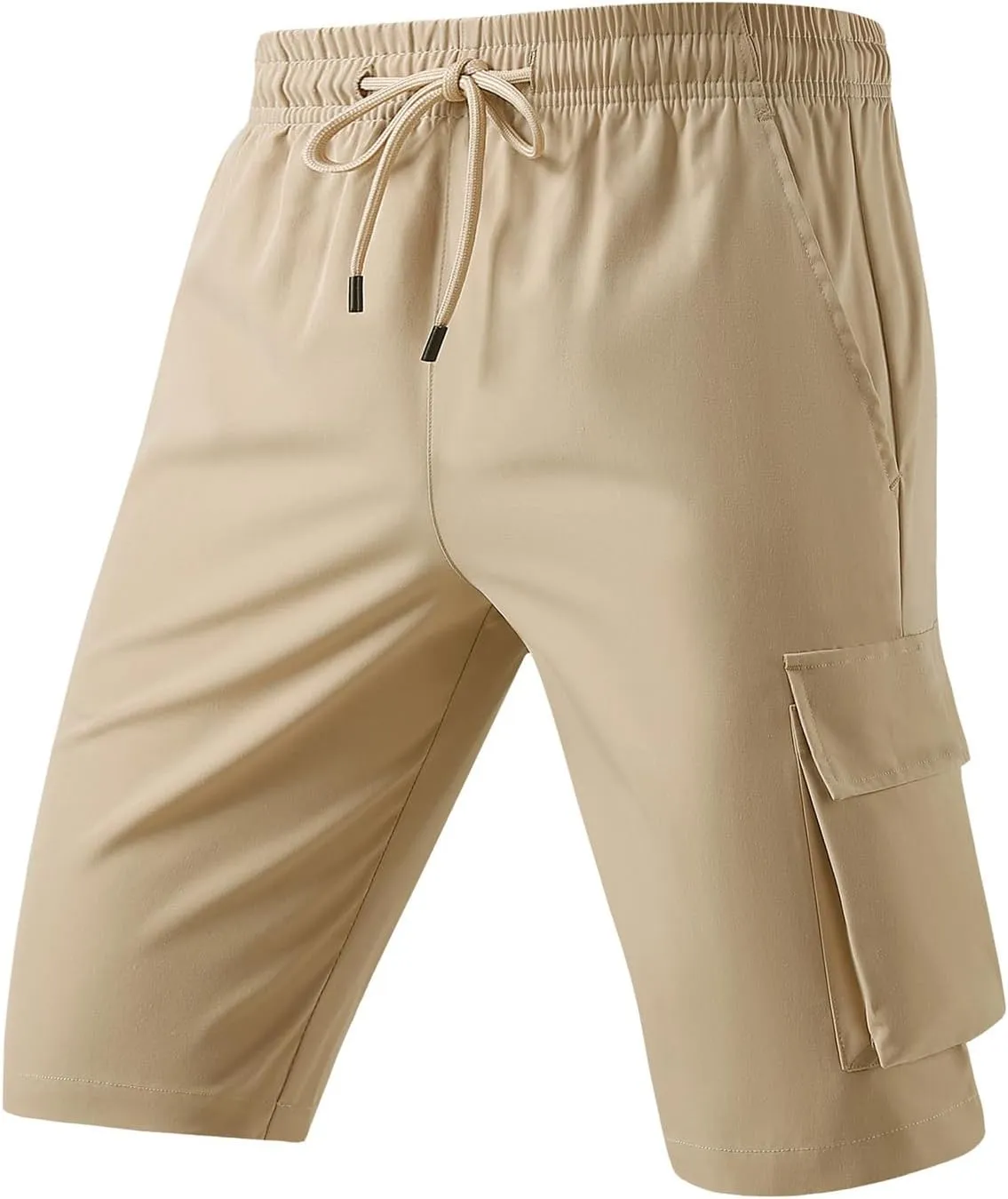 Men's Tactical Cargo Shorts Drawstring Breathable Jogging Shorts Straight Leg Baggy Pants with Multiple Pockets
