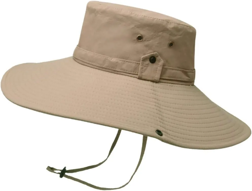 Mens Wide Brim Bucket Hats Foldable Cotton Fisherman Cap with String Solid Colors Summer Travel Sun Hats