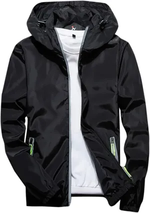 Men's Wind Breaker Jackets Rain Jacket Windbreaker Lightweight Shell Raincoat With Hood For Golf, M-7XL