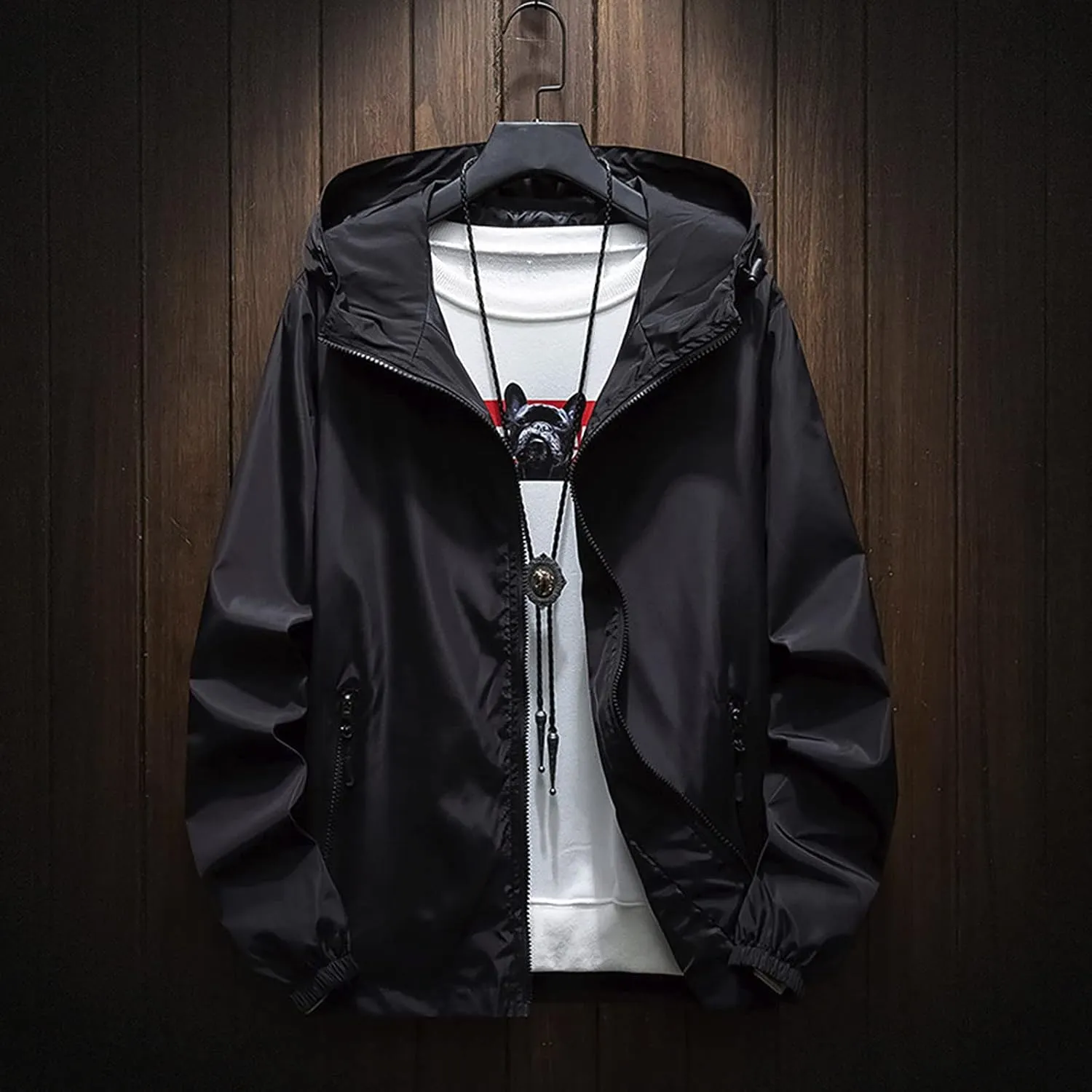 Men's Wind Breaker Jackets Rain Jacket Windbreaker Lightweight Shell Raincoat With Hood For Golf, M-7XL