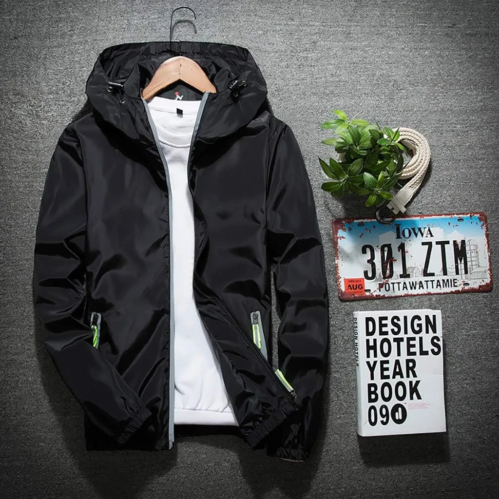 Men's Wind Breaker Jackets Rain Jacket Windbreaker Lightweight Shell Raincoat With Hood For Golf, M-7XL