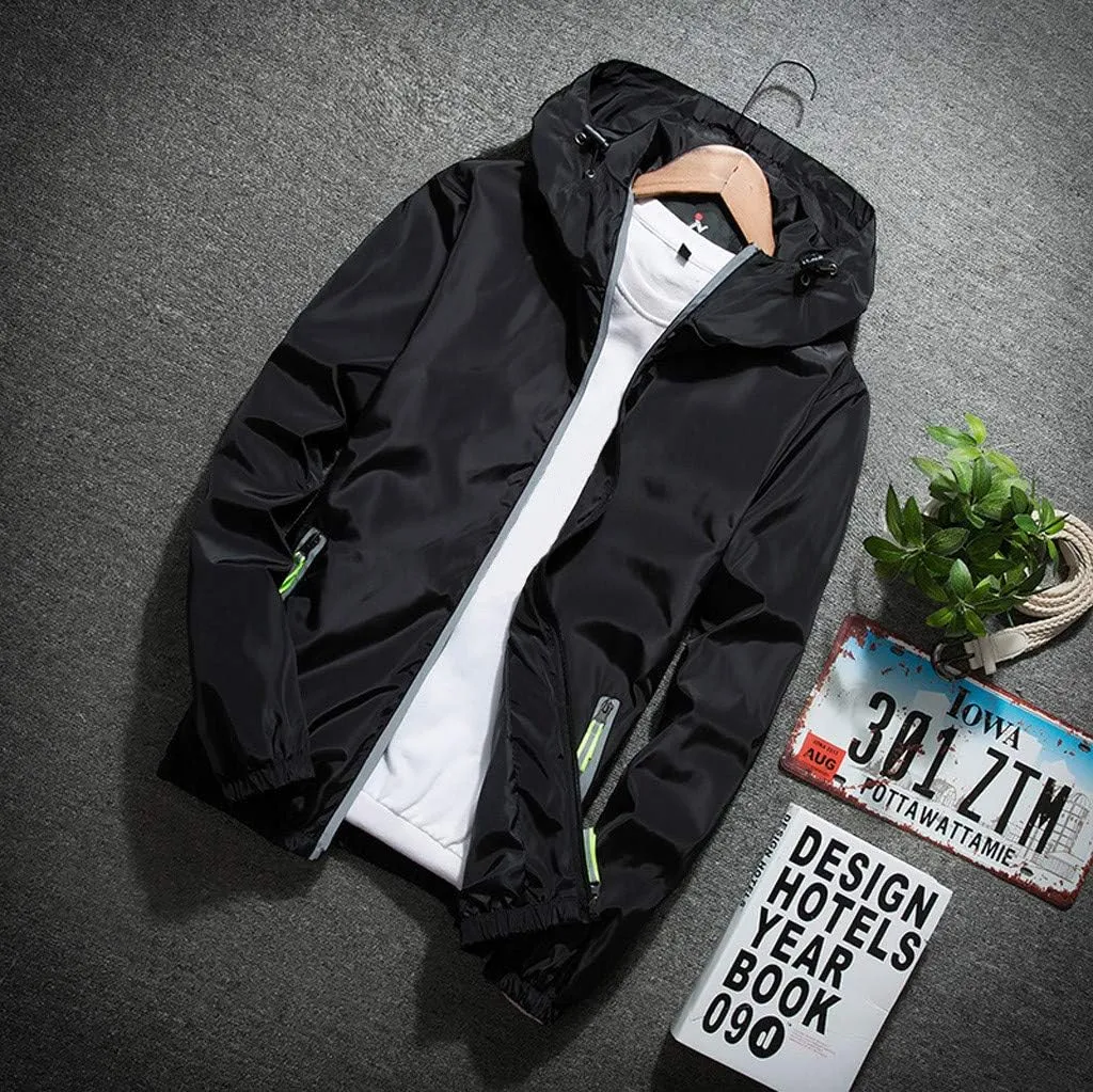 Men's Wind Breaker Jackets Rain Jacket Windbreaker Lightweight Shell Raincoat With Hood For Golf, M-7XL