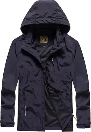 Mens Windproof Jackets Outdoor Lightweight Mountain Sport Jacket for Men Hooded Soft Shell Windbreaker Raincoat