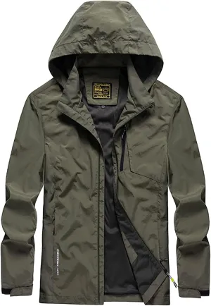 Mens Windproof Jackets Outdoor Lightweight Mountain Sport Jacket for Men Hooded Soft Shell Windbreaker Raincoat
