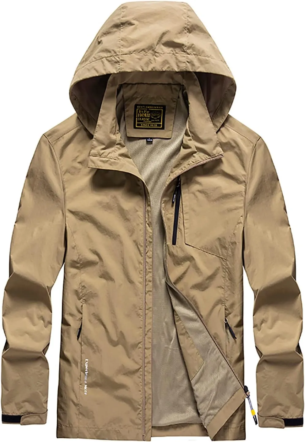 Mens Windproof Jackets Outdoor Lightweight Mountain Sport Jacket for Men Hooded Soft Shell Windbreaker Raincoat