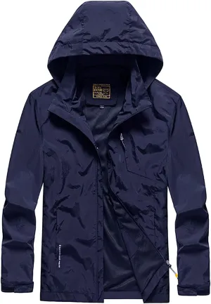 Mens Windproof Jackets Outdoor Lightweight Mountain Sport Jacket for Men Hooded Soft Shell Windbreaker Raincoat