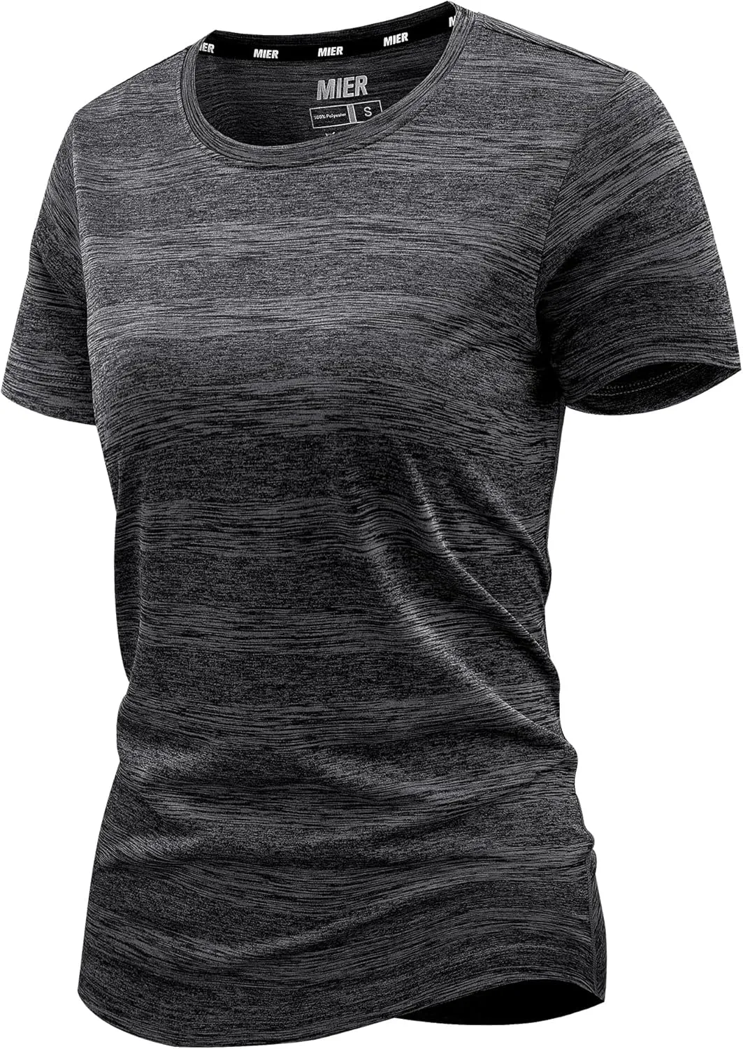 MIER Women's Running Athletic Shirts Dry Fit Active T-Shirt Tops Short Sleeve Soft Crew Neck Gym Workout Exercise Tees