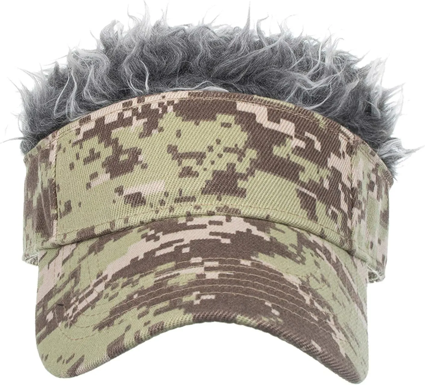 Novelty Funny Hair Visor Cap Sun Visor Hat with Wig Hairs Adjustable Fashion Baseball Cap for Men & Women Birthday