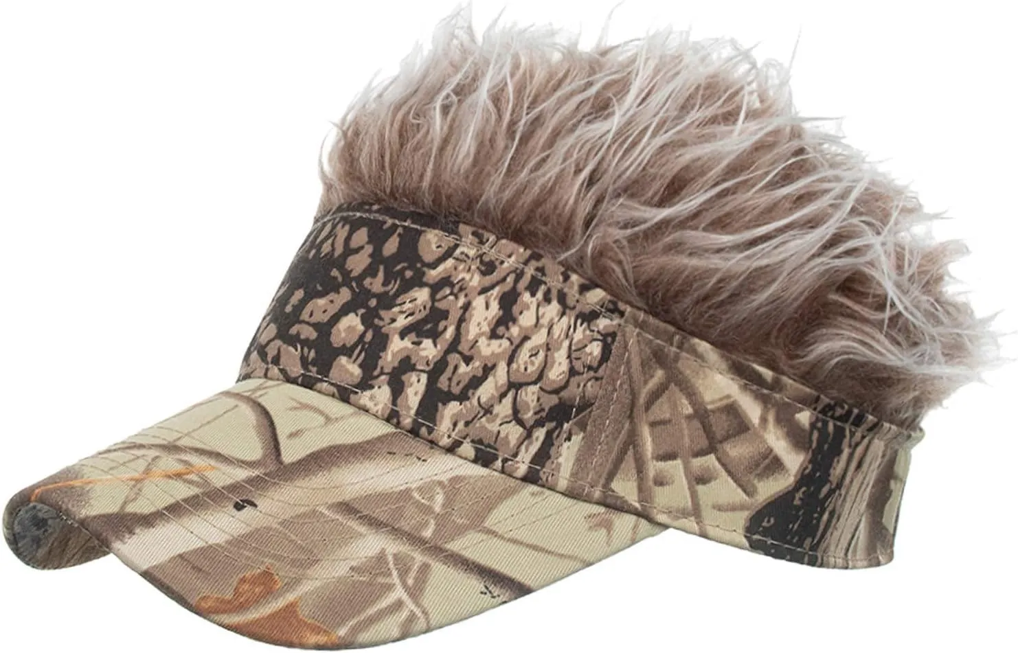 Novelty Funny Hair Visor Cap Sun Visor Hat with Wig Hairs Adjustable Fashion Baseball Cap for Men & Women Birthday
