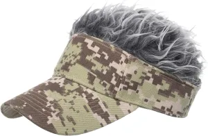 Novelty Funny Hair Visor Cap Sun Visor Hat with Wig Hairs Adjustable Fashion Baseball Cap for Men & Women Birthday