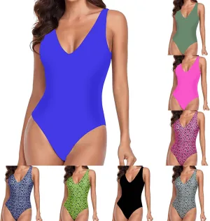 One Piece Swimsuit for Women Modest Tummy Control V Neck Bathing Suits Seamless Confident Sporty Swimsuit