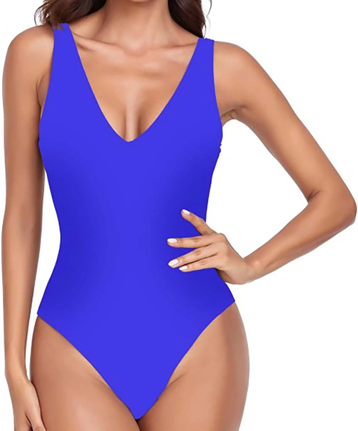 One Piece Swimsuit for Women Modest Tummy Control V Neck Bathing Suits Seamless Confident Sporty Swimsuit