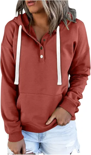 Oversized Crop Hoodies For Women Cute Teen Girls y2k Clothes Long Sleeve Hooded Sweatshirts Casual Button Down Tops