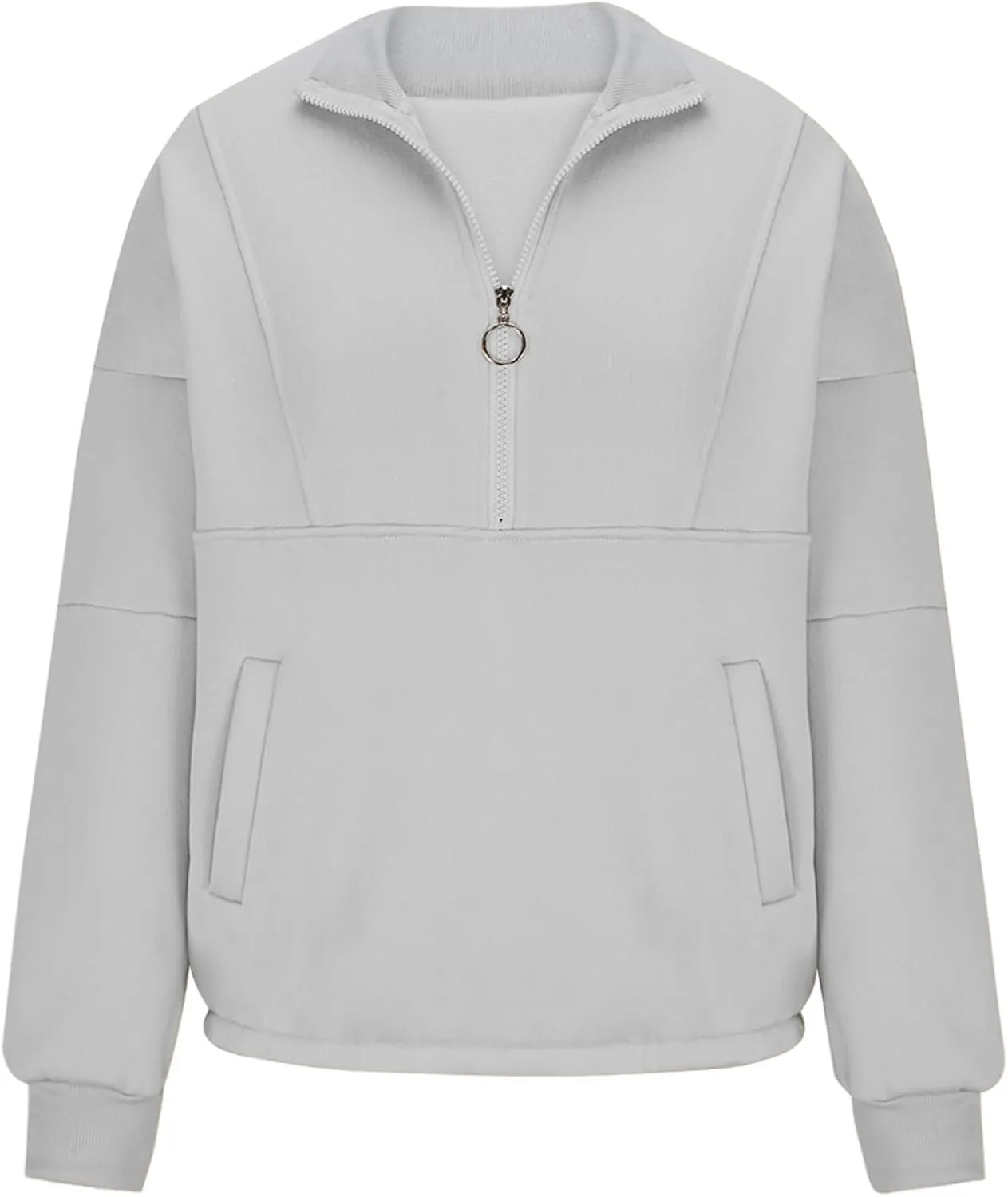 Oversized Half Zip Hoodie For Women Fall Fashion 2023 Outfits Long Sleeve Quarter Zip Up Pockets Pullover Sweatshirts