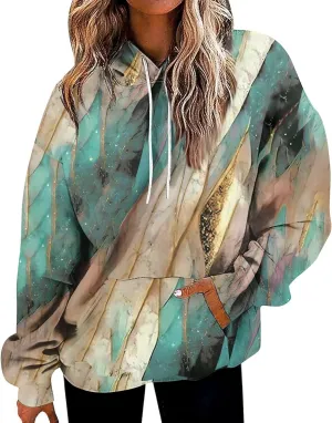 Oversized Hoodies for Women Drawstring Plus Size Graphic Hoodie Loose Fit Drop Shoulder Hooded Sweatshirts w/Pockets