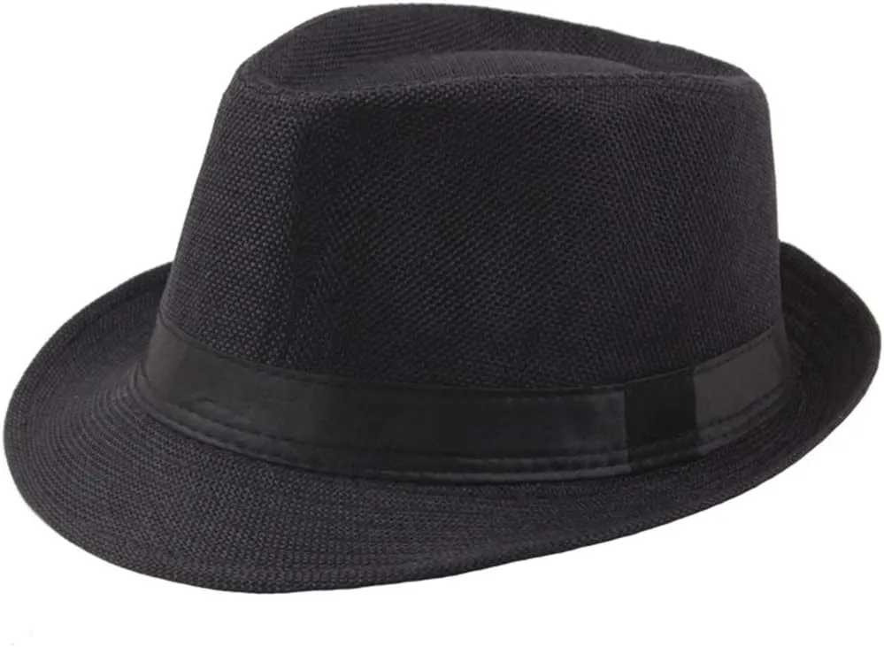 Panama Beach Sun Hat Mens Womens Straw Wide Brim Beach Belt Buckle Fedora Hat Packable Short Brim Roll Up Travel Hat