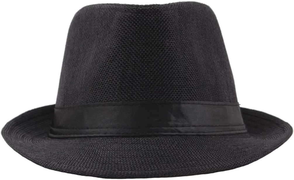 Panama Beach Sun Hat Mens Womens Straw Wide Brim Beach Belt Buckle Fedora Hat Packable Short Brim Roll Up Travel Hat