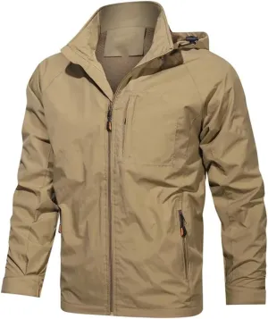 Pegsmio Autumn Outdoor Men Cargo Jacket Hooded Windbreaker Coat Hiking Camping Fishing Tactical Breathable Jackets