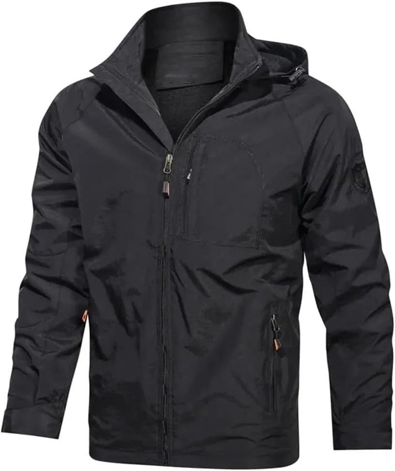 Pegsmio Autumn Outdoor Men Cargo Jacket Hooded Windbreaker Coat Hiking Camping Fishing Tactical Breathable Jackets