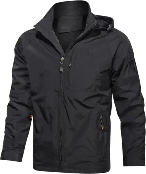 Pegsmio Autumn Outdoor Men Cargo Jacket Hooded Windbreaker Coat Hiking Camping Fishing Tactical Breathable Jackets