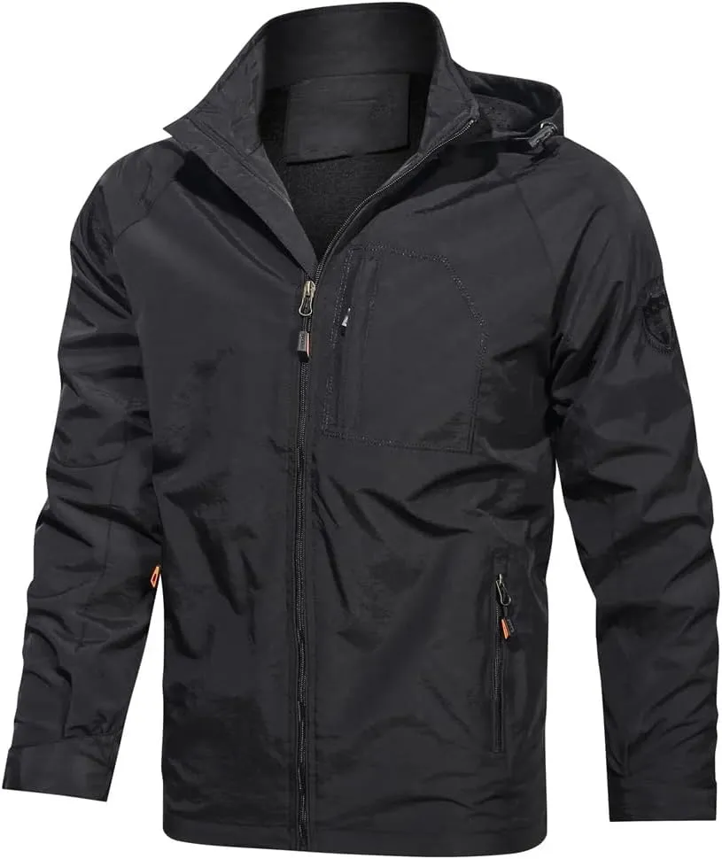 Pegsmio Autumn Outdoor Men Cargo Jacket Hooded Windbreaker Coat Hiking Camping Fishing Tactical Breathable Jackets