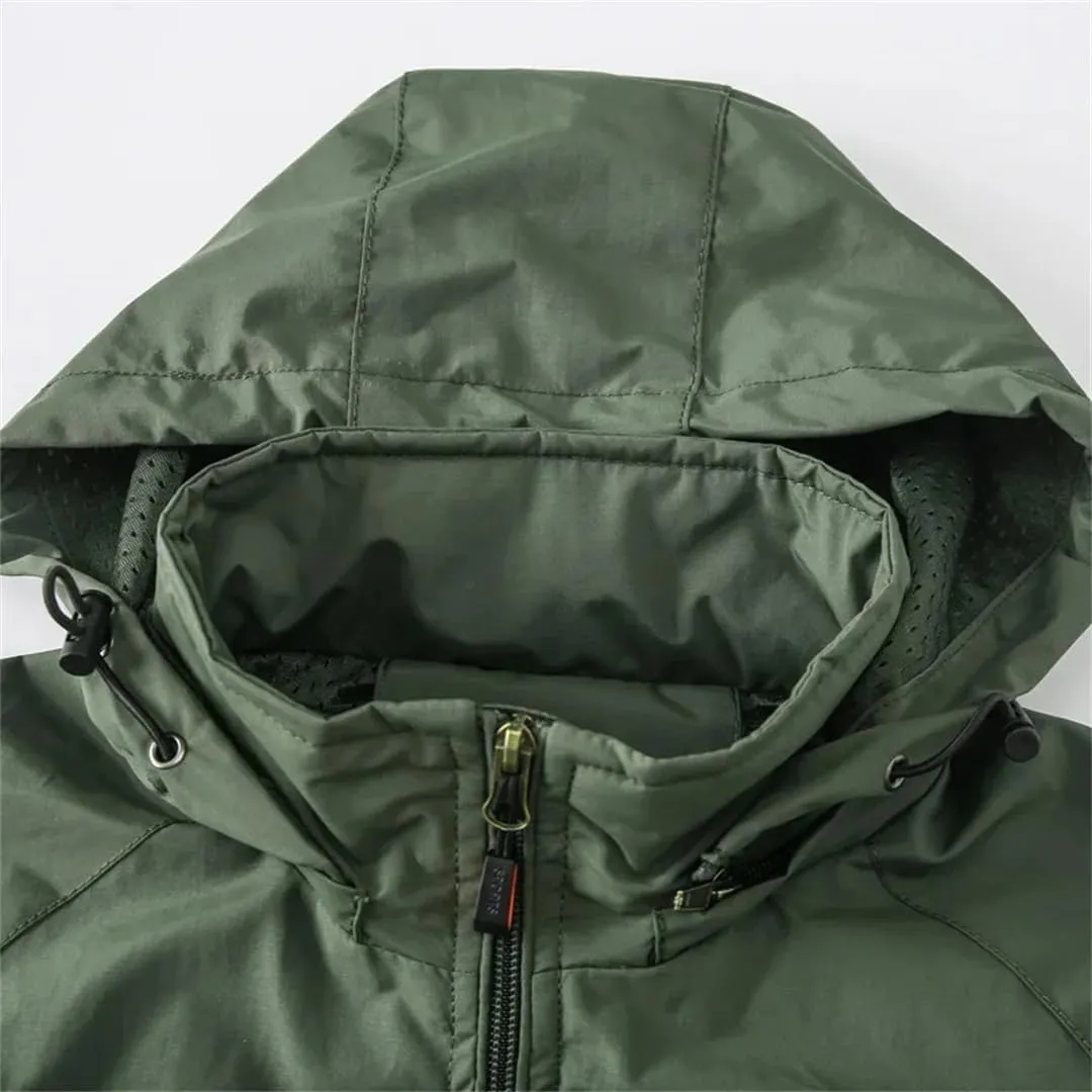Pegsmio Autumn Outdoor Men Cargo Jacket Hooded Windbreaker Coat Hiking Camping Fishing Tactical Breathable Jackets
