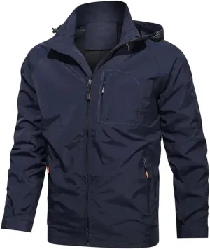 Pegsmio Autumn Outdoor Men Cargo Jacket Hooded Windbreaker Coat Hiking Camping Fishing Tactical Breathable Jackets