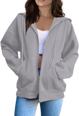 PETYCZEN Hoodies for Women Full Zip Up Hooded Sweatshirts Casual Long Sleeve Lightweight Y2K Jackets Fall Clothes 2024