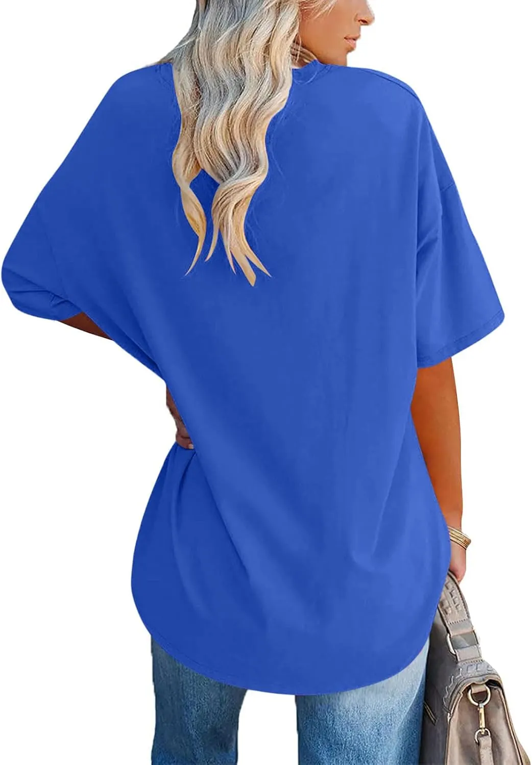 Plus Size Oversized T Shirts Women Fahsion V Neck Short Sleeve Drop Shoulder Tshirt Casual Summer Tunic Tops