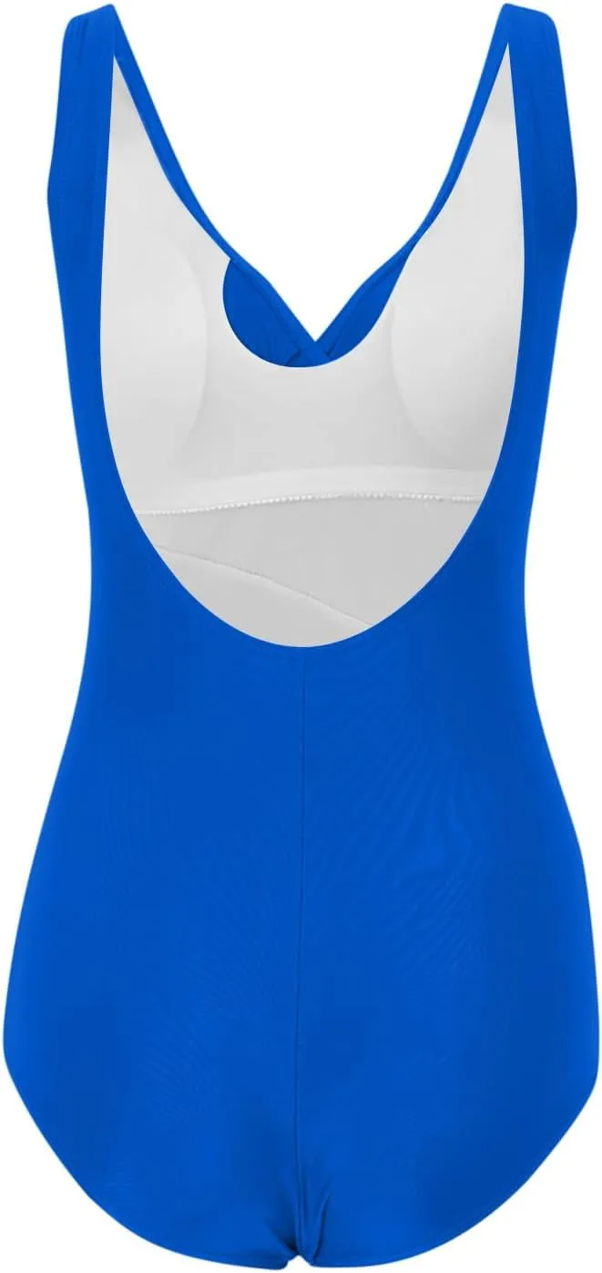 Plus Size Swimsuit for Women One Piece Tummy Control High Cut Bathing Suits Trendy Solid Ruched Backless Swimwear