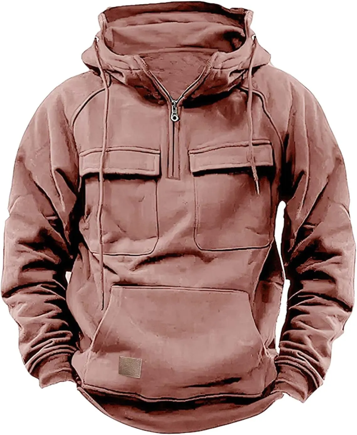 Quarter Zip Pullover Men Casual Tactical Camo Hoodie 1/4 Zip Long Sleeve Hooded Sweatshirts Workout Cargo Hoodies