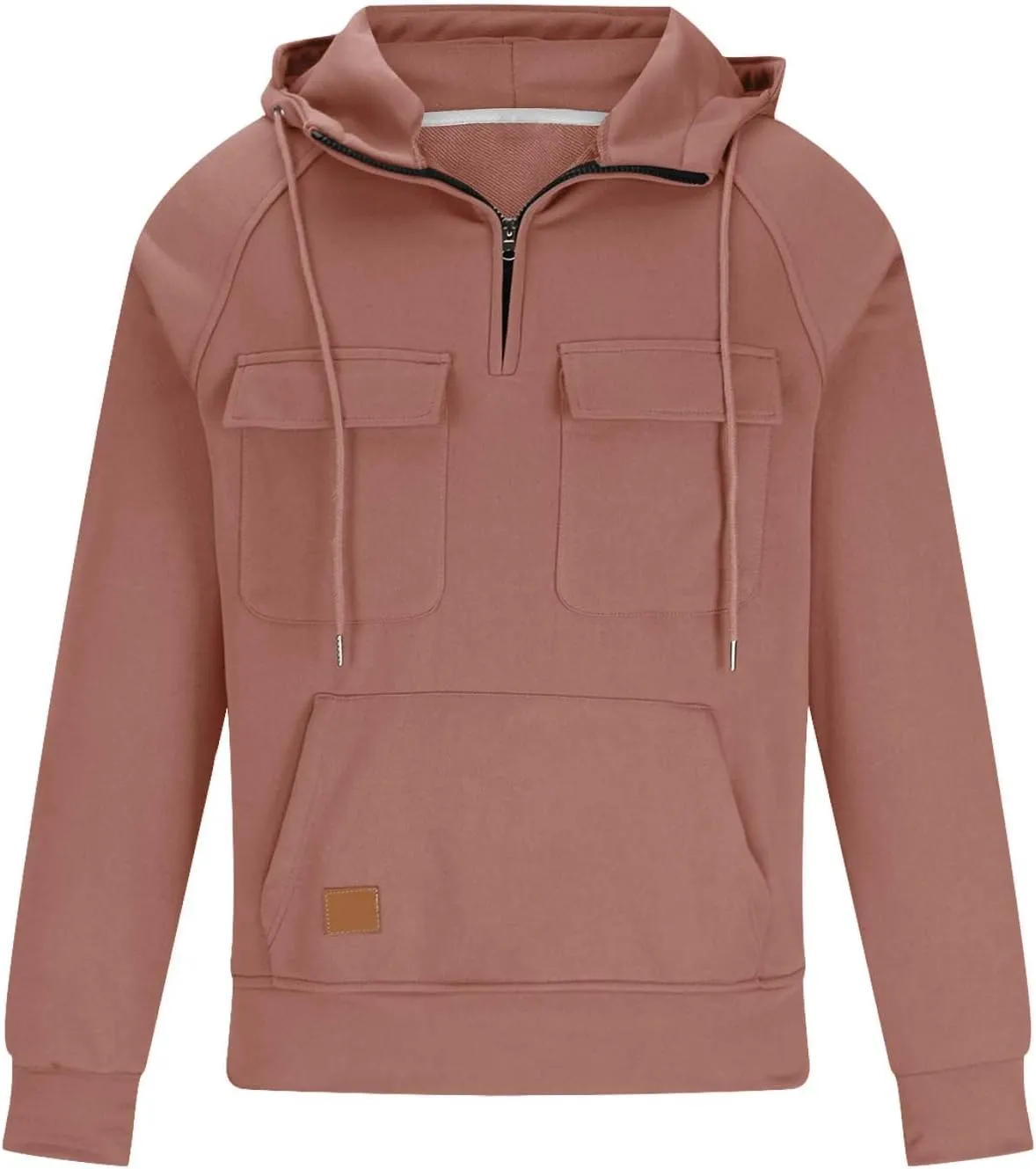 Quarter Zip Pullover Men Casual Tactical Camo Hoodie 1/4 Zip Long Sleeve Hooded Sweatshirts Workout Cargo Hoodies