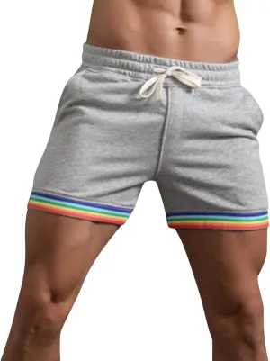 Quick Dry Shorts for Men Mens Summer Solid Color Rainbow Pants Pocket Drawstring Loose Casual Sports Running Shorts