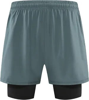 sandbank Men's 2 in 1 Workout Active Shorts Lightweight Quick Dry Running Training Shorts with Pockets