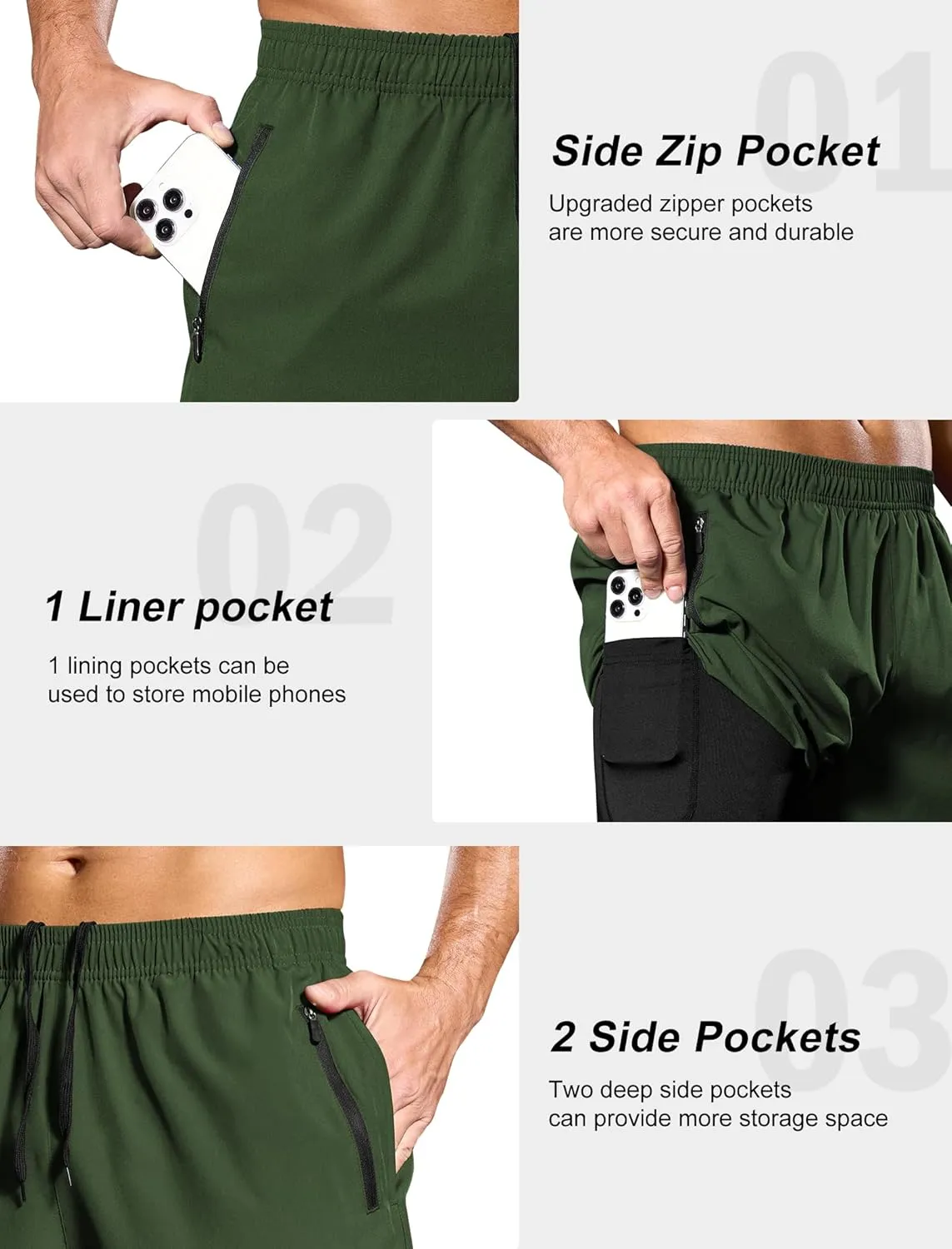 SILKWORLD Men's 2 in 1 Running Shorts 7" Workout Gym Athletic Shorts Quick Dry Lightweight Training Shorts with Pockets