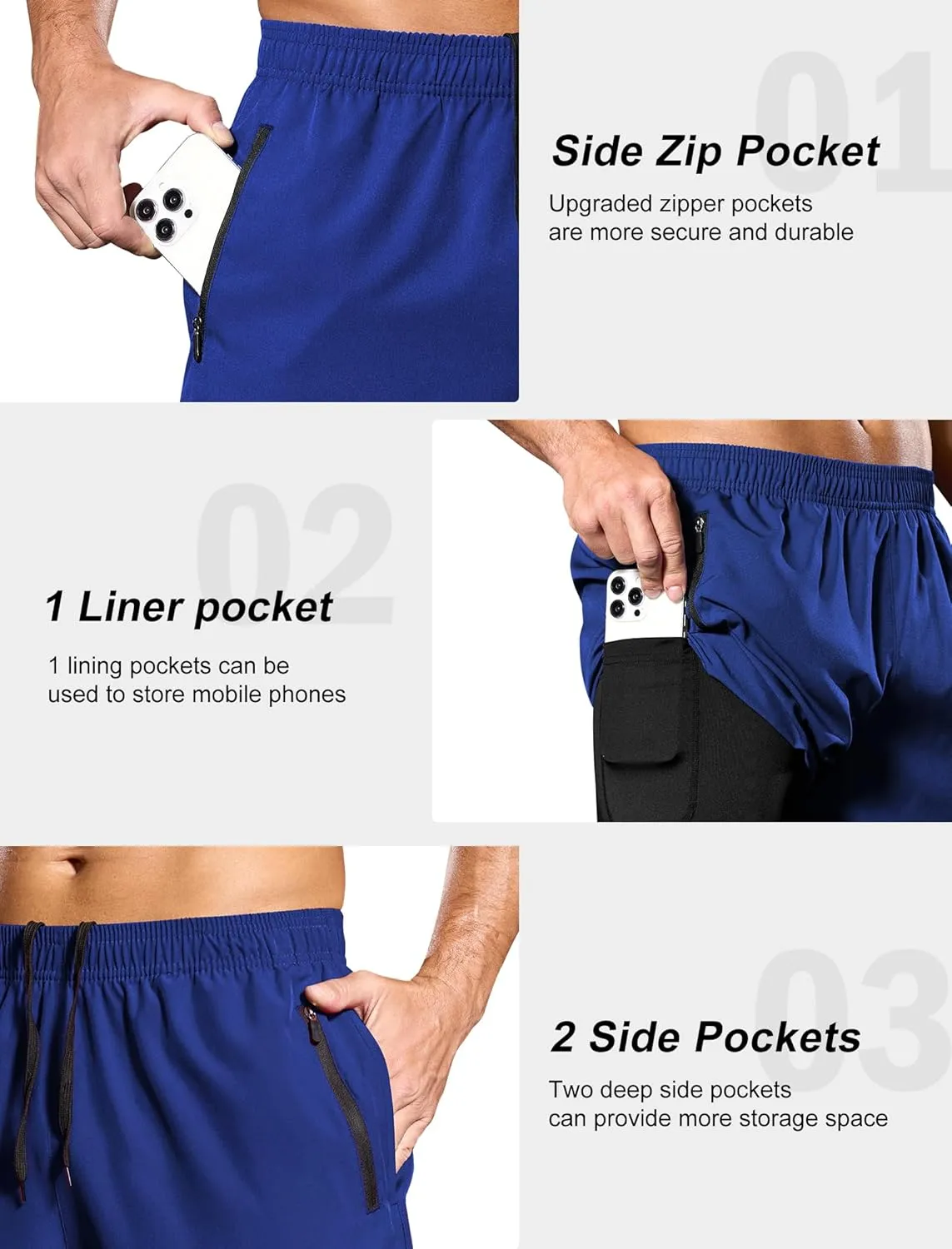 SILKWORLD Men's 2 in 1 Running Shorts 7" Workout Gym Athletic Shorts Quick Dry Lightweight Training Shorts with Pockets