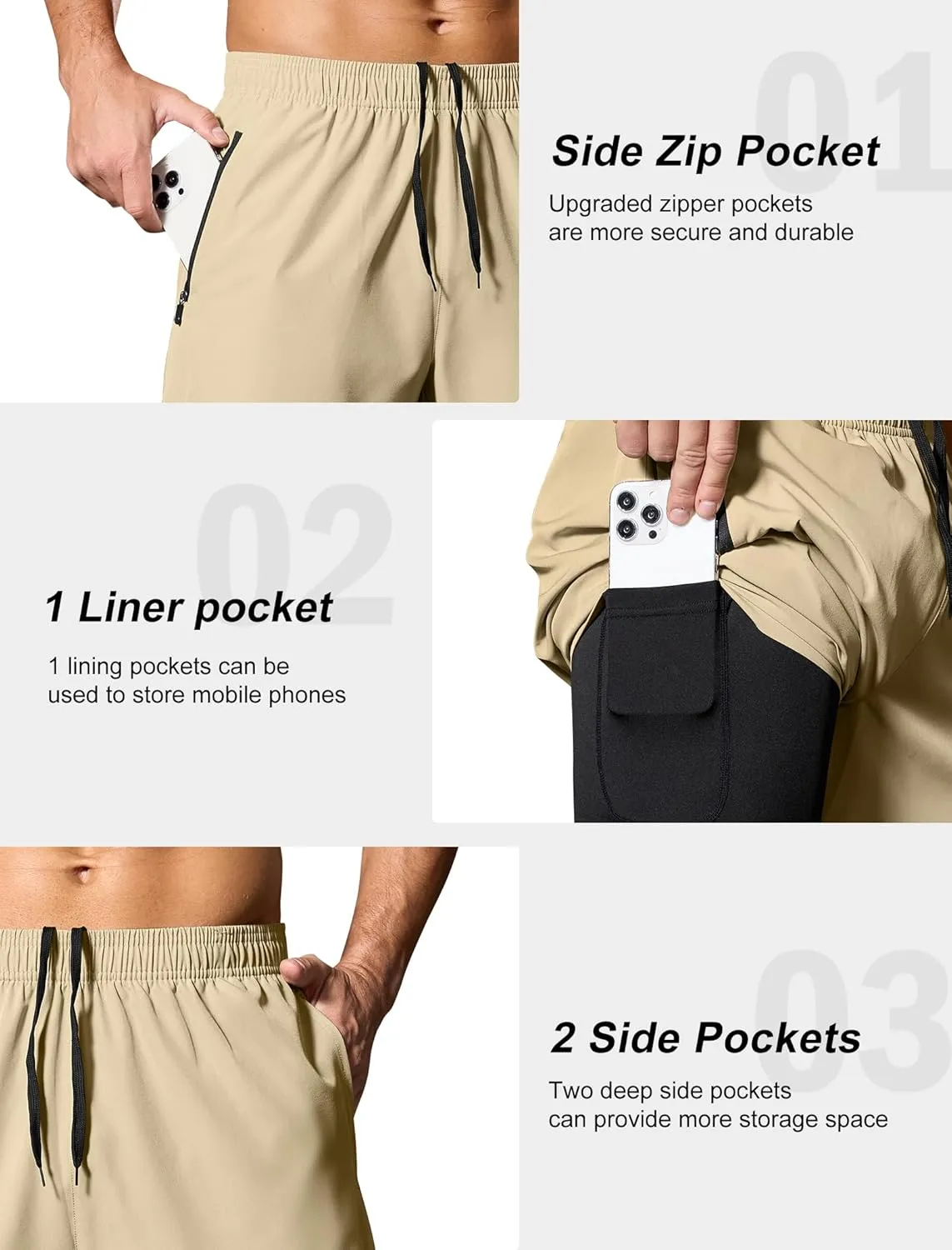 SILKWORLD Men's 2 in 1 Running Shorts 7" Workout Gym Athletic Shorts Quick Dry Lightweight Training Shorts with Pockets
